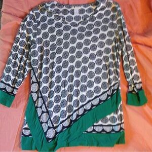 Chico's Black and Green Patterned Tunic Size 1